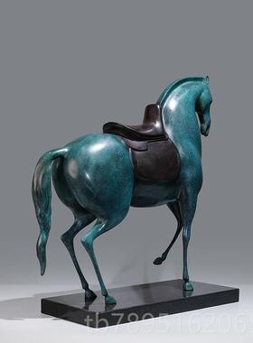 高档黄铜号大唐件工马艺品客厅创意家居办公室开业礼摆雕塑装饰品