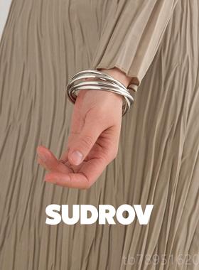 高档素觉小众手设计师款个性镯镯女五环子经典百9搭25银镯