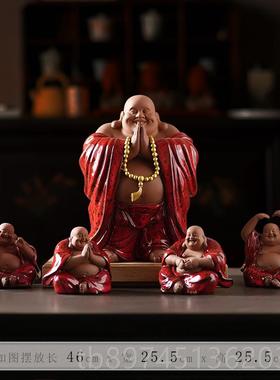 正品久造式大肚弥勒佛陶瓷招中财笑佛佛像摆件客厅玄办关公室装饰