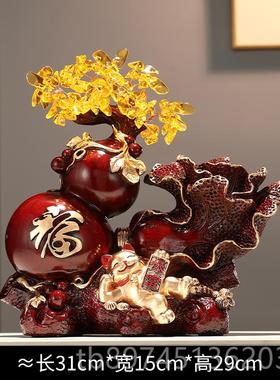 正品新中式关红色葫芦摆件乔迁礼物客厅招财玄酒柜办公室开家居业