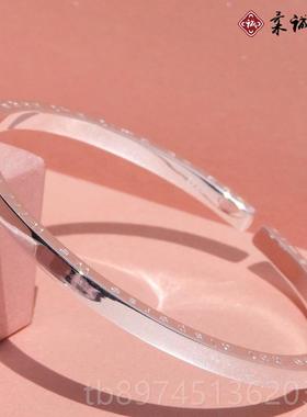 正品正手品9999足银手女纯银实心环简镯约银字母镯子网红同款手银