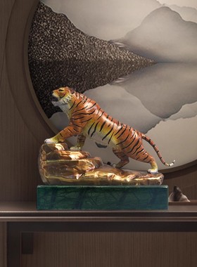 纯黄铜老虎摆件虎啸生肖虎上山虎