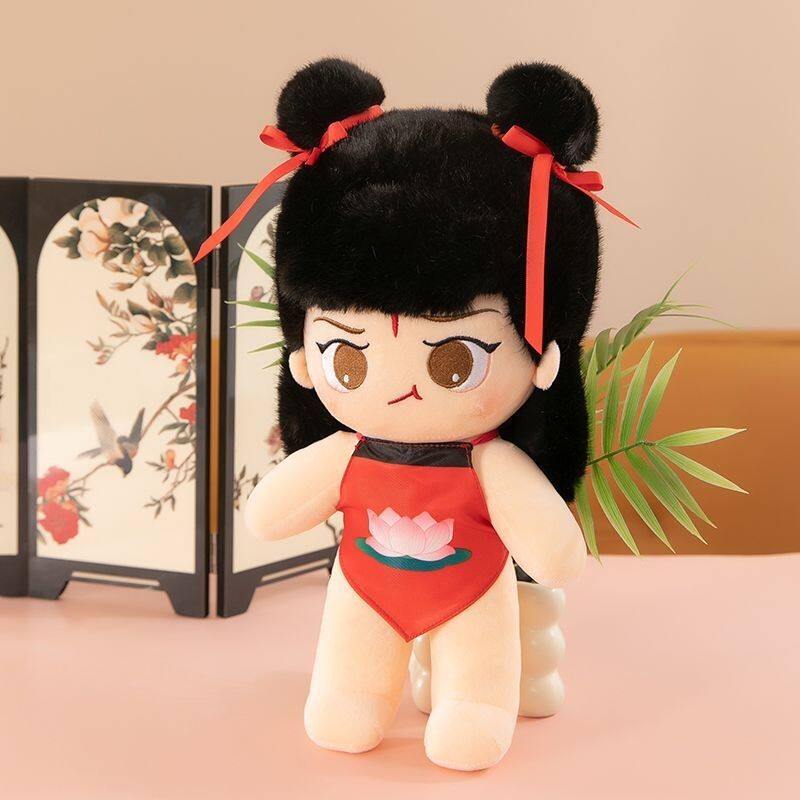 哪咤棉花娃娃可爱哪吒毛绒玩具棉花玩偶娃娃公仔女孩床上哪吒玩偶