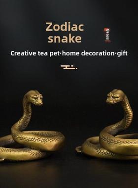 采购产品铜蛇饰品，眼镜蛇雕像，茶宠物，十二生肖，蛇财物，金蛇