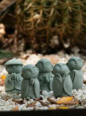 禅意日式小和尚京都地藏造型鱼缸水族盆景搭配微景观造景茶宠摆件