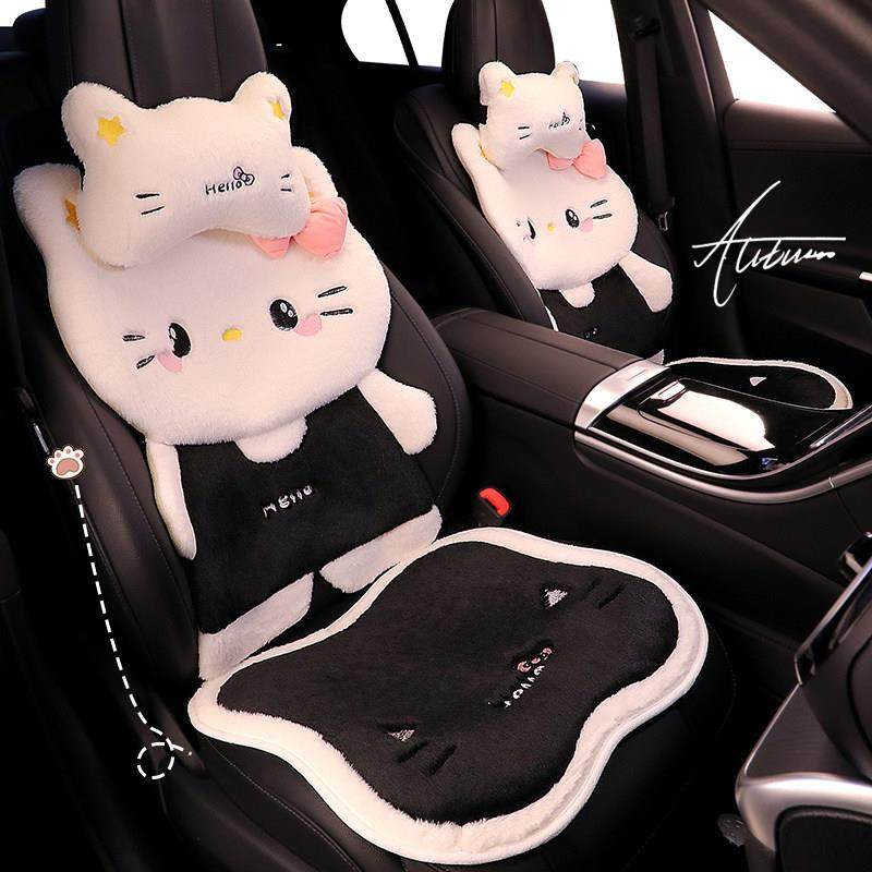 汽车坐垫冬季毛绒可爱女生座垫保暖卡通座椅套高级感半包防滑座套,淘宝优惠券,粉丝福利购,淘宝优惠卷