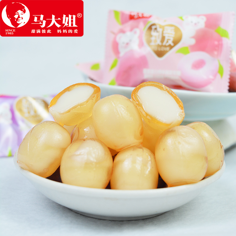 马大姐萌菓菓白桃味剥皮软糖水果味网红爆款婚庆喜糖果零食品小吃 - 图0