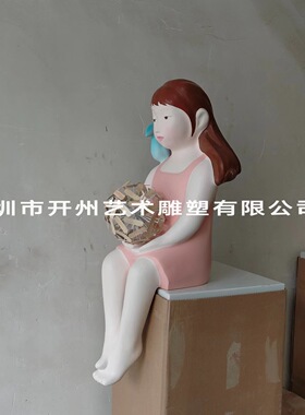 创意抽象人物酒店大堂迎宾落地女孩摆件售楼处软装饰品雕塑艺术品