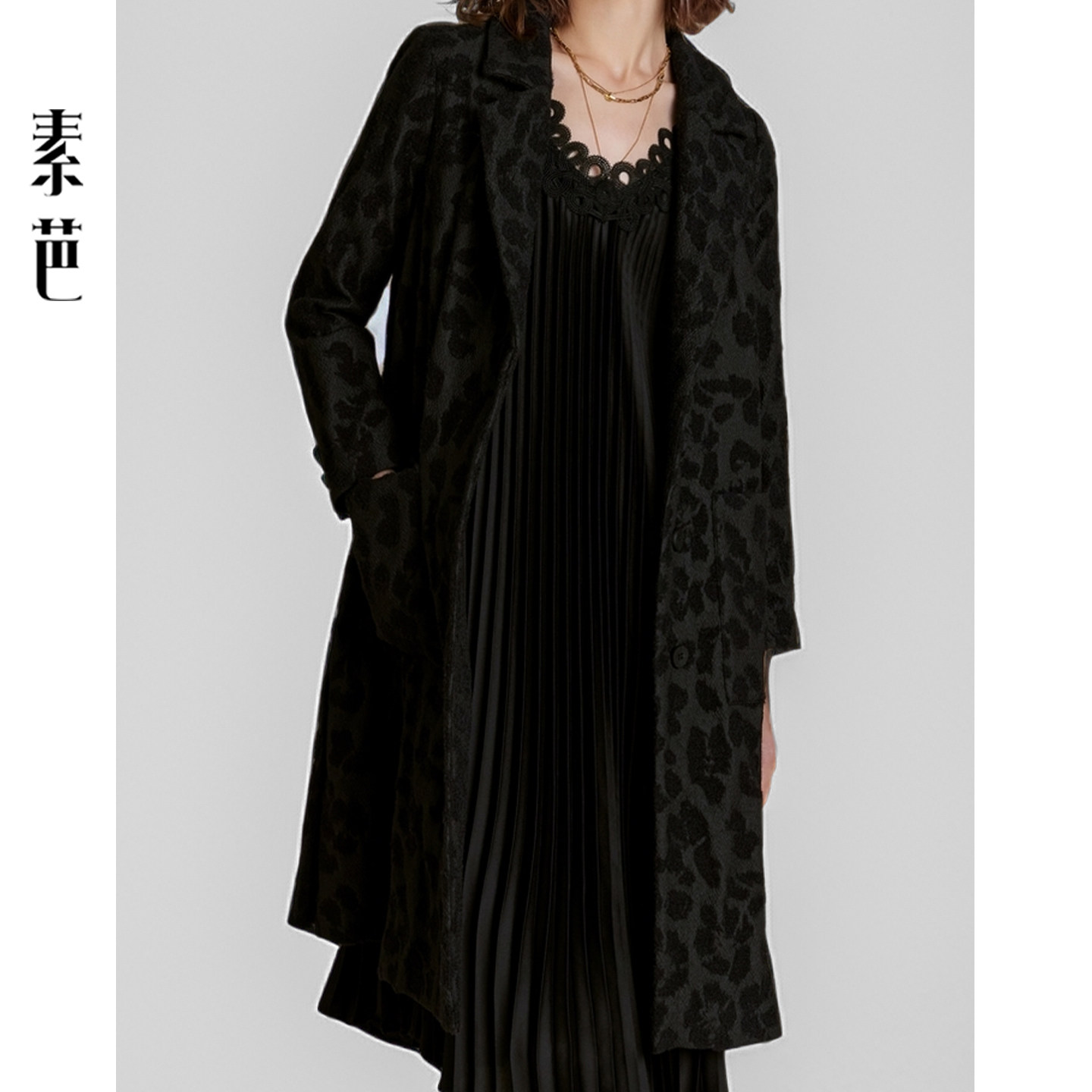 素芭气质提花风衣外套女秋季立体大贴袋设计时尚高级感外套SJ0698,淘宝优惠券,粉丝福利购,淘宝优惠卷