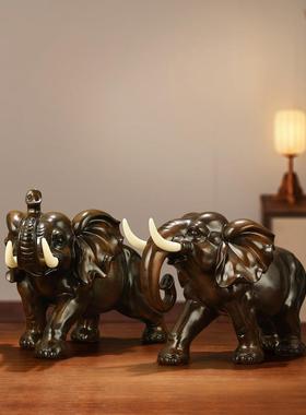 吉善缘 大象摆件一对 开业礼品客厅玄关电视酒柜办公室装饰品0833