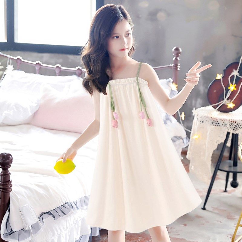 女童吊带睡裙夏季露肩宽松大码凉感型甜美可爱郁金V香睡衣连衣裙,淘宝优惠券,粉丝福利购,淘宝优惠卷