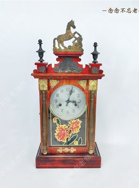 民俗怀旧老物件老式挂钟机械钟表摆件老旧座钟民宿农家乐装饰品