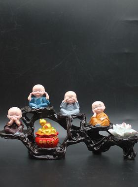 禅意小和尚家居装饰工艺品摆件客厅玄关电视酒柜办公桌面礼物摆设