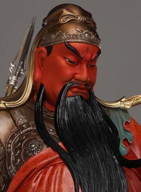 纯铜关公像拜吴财神关公饰红脸关二爷招财和镇宅铜像高温色