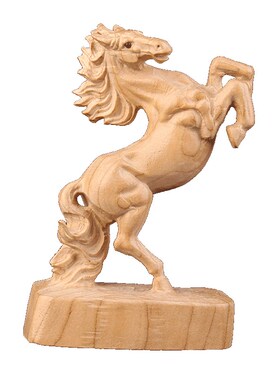 桃木马摆件木雕木质原色十二生肖马手把件汽车摆件属相马吉祥物