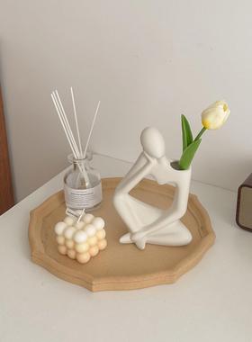 ins风创意陶瓷花瓶高级感小众家居客厅玄关电视柜桌面装饰品摆件