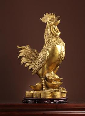 大公鸡摆件铜公鸡金鸡铜鸡的摆件黄铜金钱鸡家居饰品中式生肖摆件