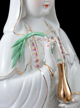 观音菩萨佛像陶瓷观音摆件古莲南海观世音菩萨家用桌面家居精致