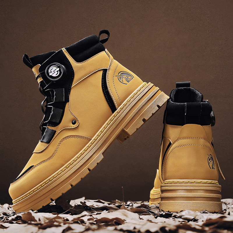 【双12大促】马丁靴潮流男耐磨工装英伦休闲透气鞋大黄靴四季QQ,淘宝优惠券,粉丝福利购,淘宝优惠卷