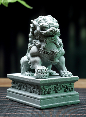 招财镇宅门口石狮子一对小摆件y办公室桌面微景观装饰品家居工艺