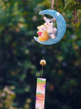 可爱情侣兔子入户花园风铃装饰壁挂E摆件庭院户外阳台吊件挂件礼