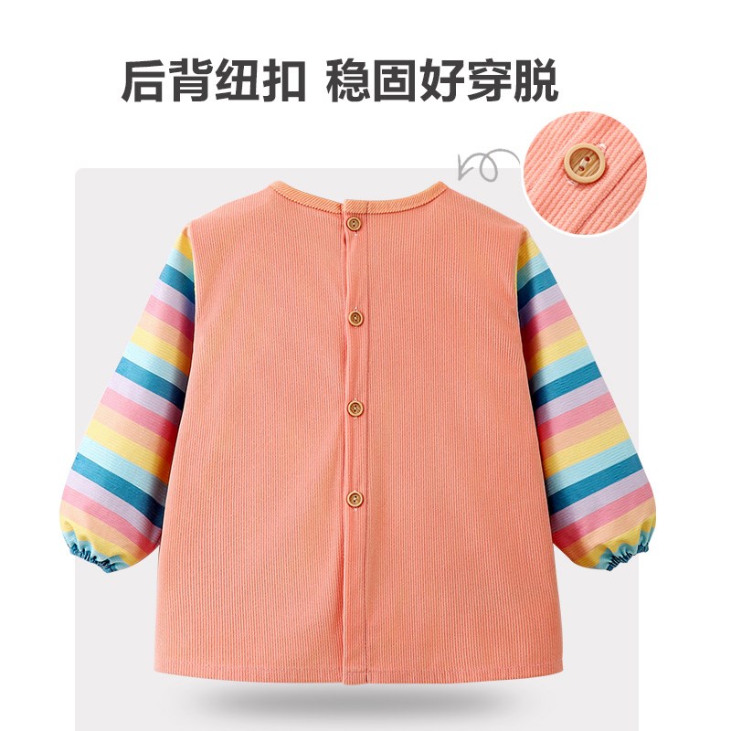 Baby girl's smock, autumn and winter outer wear, foreign style children's bib for eating, H waterproof and anti-dirty baby rice pocket, reverse clothing for women