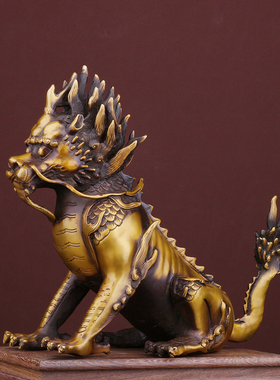 纯铜龙生九子之狻猊 家居风水铜装饰品办公室客厅桌面装饰品摆件