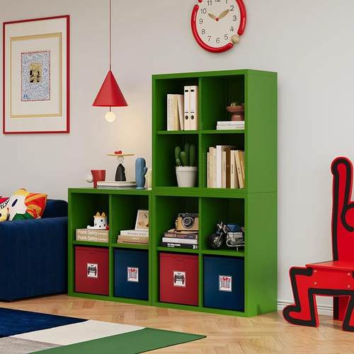 客厅自由组合书柜书架阳台拼接钢制格子柜隔断小户型收纳置物架 - 图3