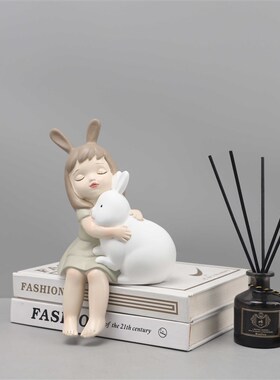 现代轻奢卡通可爱小女孩人物雕塑摆件客厅卧室儿童房软装家居饰品