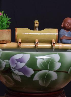 鱼缸过滤器上置水循环流水器瓷缸石槽圆形瓦缸养鱼增氧小型过滤泵