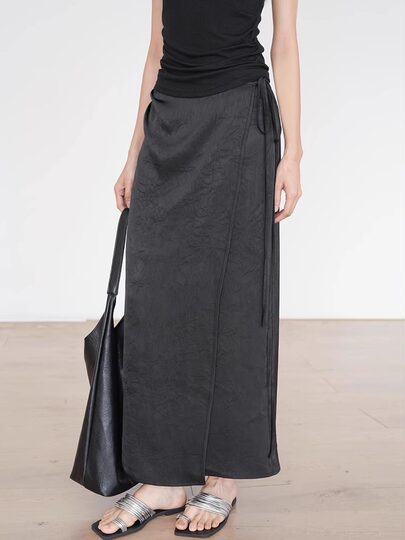 New chinese style acetate skirt for women summer thin large size fat mm high waist slim covering crotch national style design long skirt