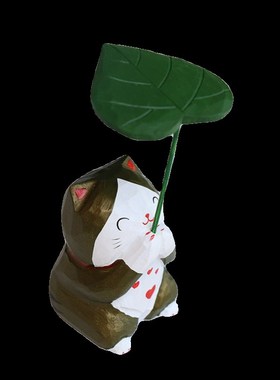 纯手工雕刻可爱猫咪青蛙实u木雕治愈系装饰桌面摆件车载生日礼物