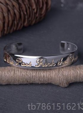 高档UNDERCOVER 银手镯图腾 高桥盾纹身锯齿腕饰 侣GIZ情纯银手饰