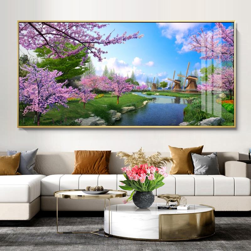 网红现代风景树林装饰画绿色森林客厅晶瓷画办公室墙壁画餐厅简约 - 图2