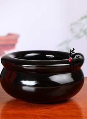 天然黑曜石聚宝盆黑墨玉聚宝盆风水招财摆件客厅玄关财位装饰摆件