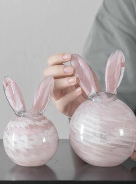 柏梵轻奢创意抽象琉璃兔子摆件高档桌面装饰摆件客厅酒柜书柜装饰