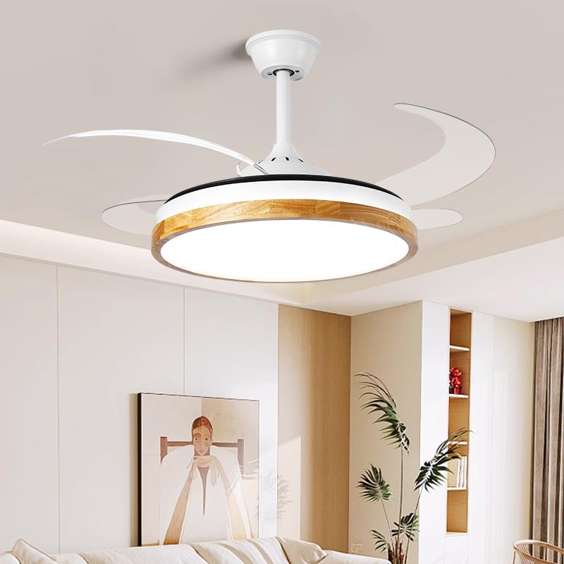 原木餐厅风扇吊灯实木客厅卧室书房灯新中式2024新款一体中古灯具 - 图1