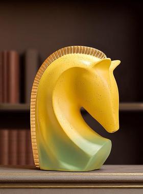 办公室桌面马到成功摆件开业创意高档新中式马头装饰品客厅展示柜