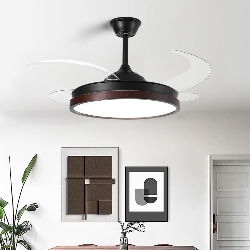 原木餐厅风扇吊灯实木客厅卧室书房灯新中式2024新款一体中古灯具 - 图2