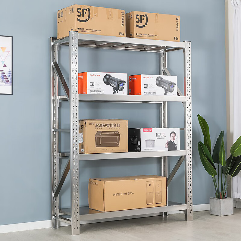 304不锈钢仓储货架冷库厨房储物架商用置物架仓库重型不锈钢货架 - 图1