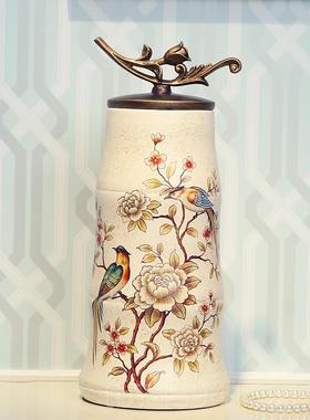 正品客厅玄关花罐摆件 欧美式式柜创意时尚家居软装饰品样鸟板房