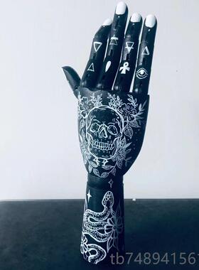 正品OLLDSCHOO手绘复古天然木质手摆件装饰照身纹店个性礼物拍首