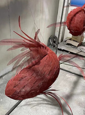 金鱼雕塑不锈钢铁艺金属网格空中悬挂吊饰酒店商场装饰挂件定制