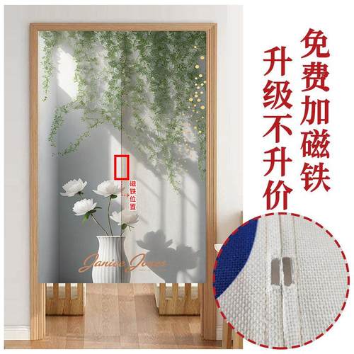 网红光影隔断窗家用卧室免打孔布艺门帘厨房半帘化妆室遮挡挂帘子 - 图1