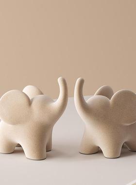 原木风装饰大象摆件高级感客厅入户玄关酒柜艺术家居饰品轻奢高档