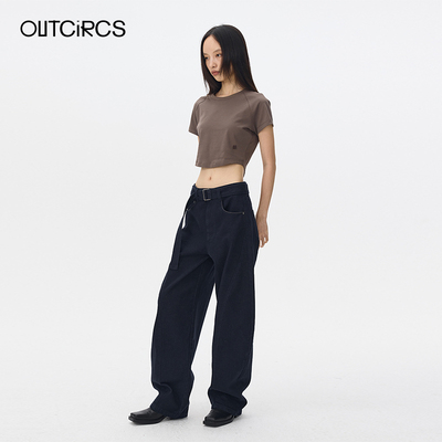 OUTCiRCS25SS系带原色弯刀牛仔裤