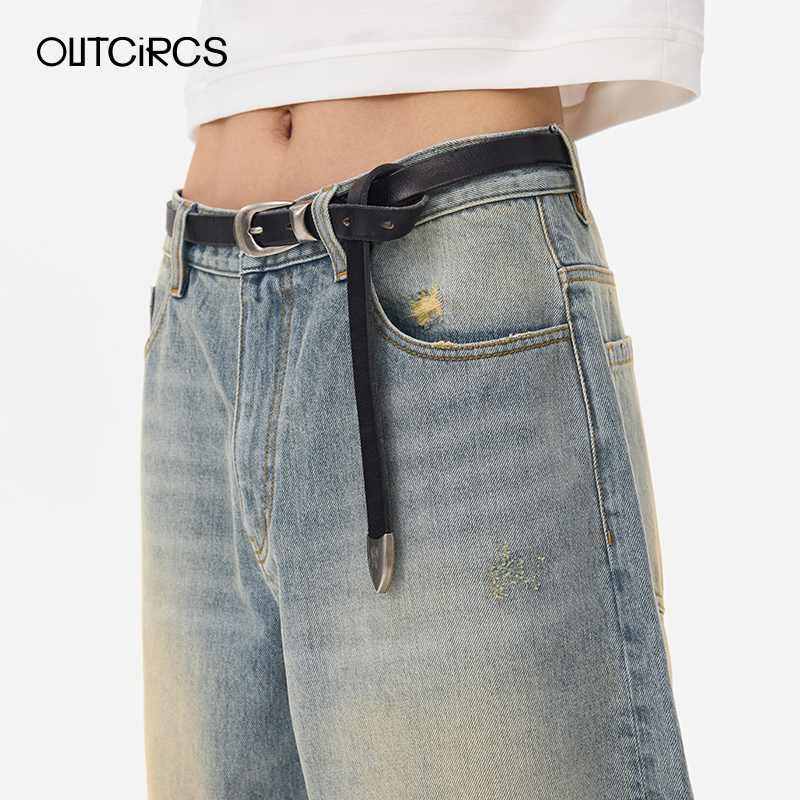 OUTCiRCSA型水洗做旧牛仔七分裤2025夏新款男纯棉宽松休闲短裤,淘宝优惠券,粉丝福利购,淘宝优惠卷