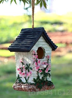 高档户外脂鸟窝挂树件鸟屋别墅花园院公园庭儿园装饰品挂饰园艺幼