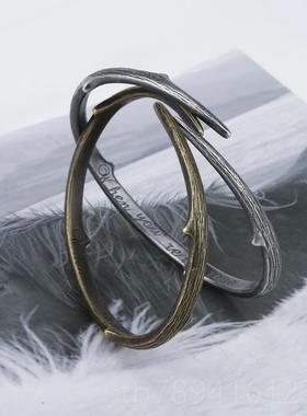 高档镯荆棘s925纯银手子复倘古风口男简约情侣饰品礼物 若开你是