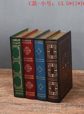 高档欧式复古收样纳道具假办公室饰书摆件 板间仿真书 装木质首饰